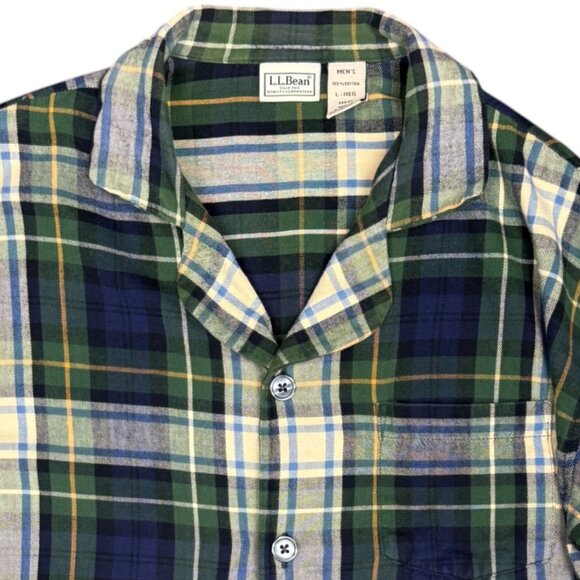 VINTAGE Men's L.L. BEAN Plaid Flannel Pajama Shirt | Size L - Picture 2 of 7